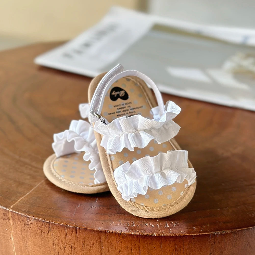 Sandales pour bébé fille à volants et nœud papillon