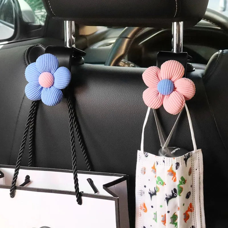 Lot de 2 crochets de rangement pour dossier de siège de voiture motif florale