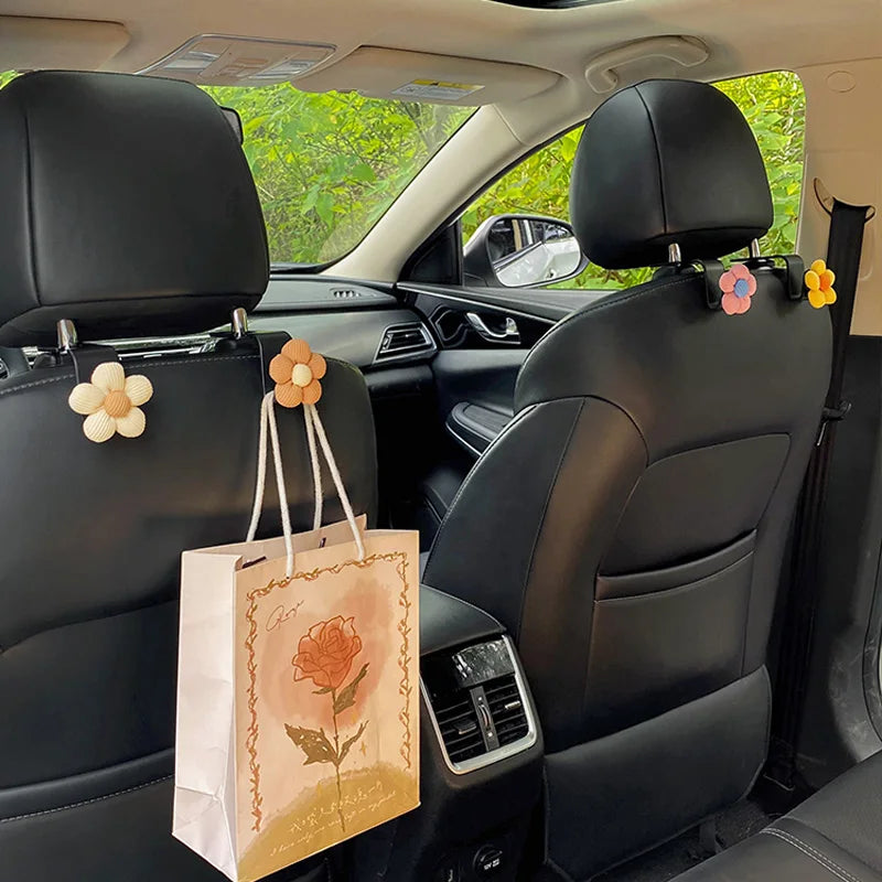 Lot de 2 crochets de rangement pour dossier de siège de voiture motif florale