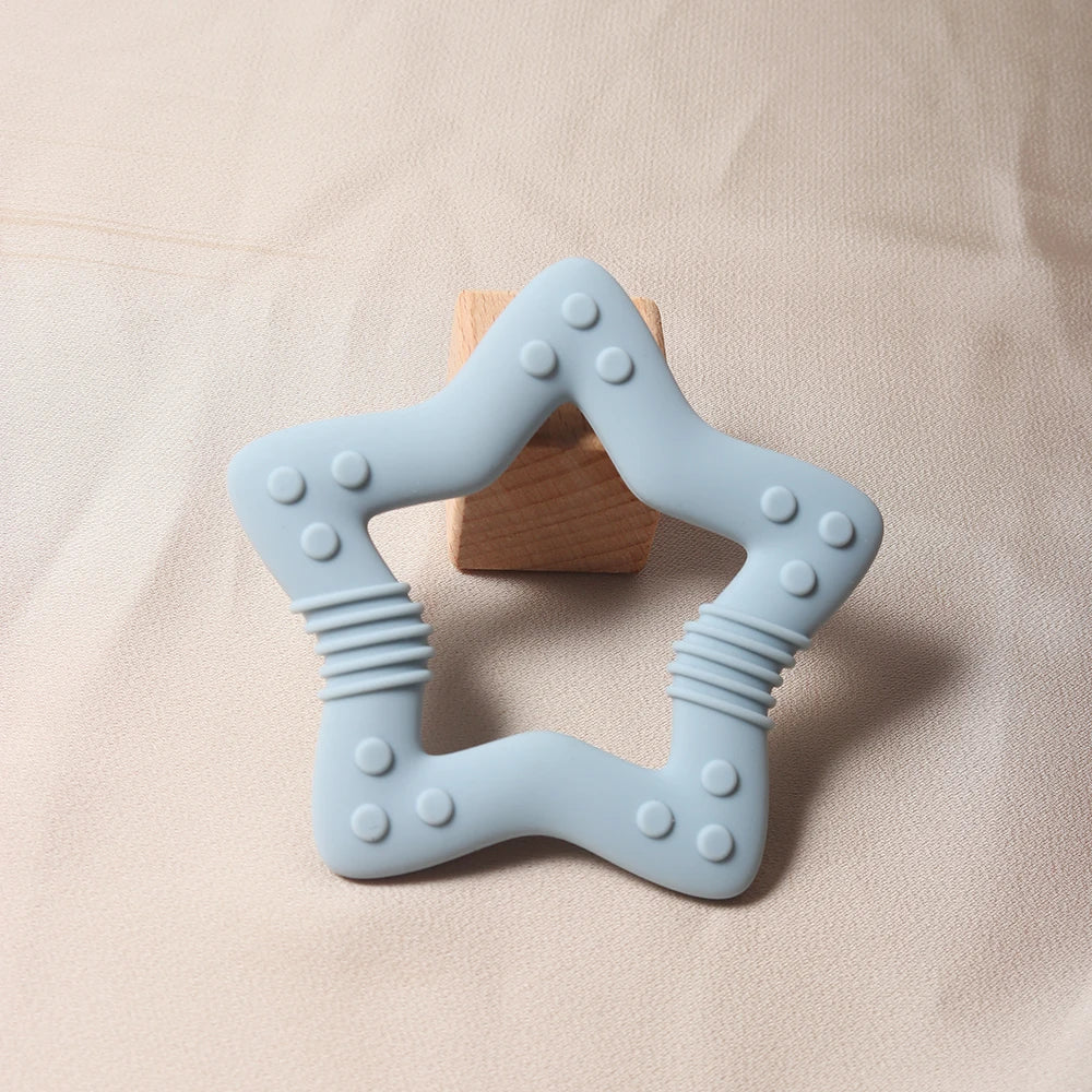 Anneau de dentition en silicone en forme de cœur & d’étoiles