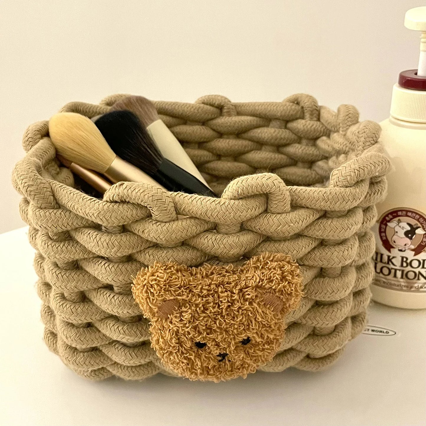 Panier de rangement en corde de coton tissé à la main