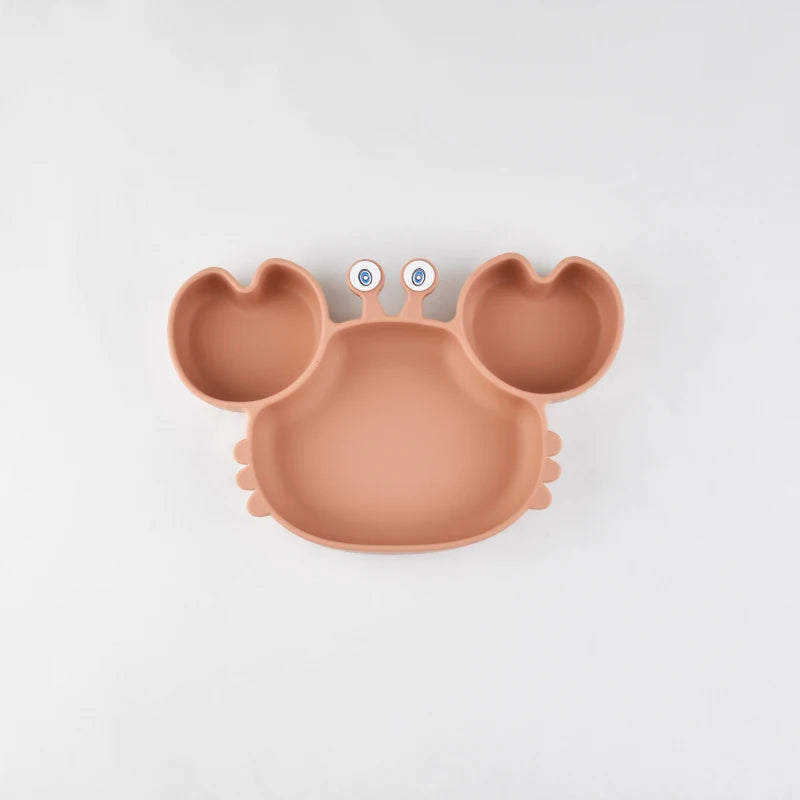 Assiette à manger en silicone motif crabe